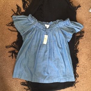 LOFT Denim Off the Shoulder Top. NWT. SIZE MP CUTE